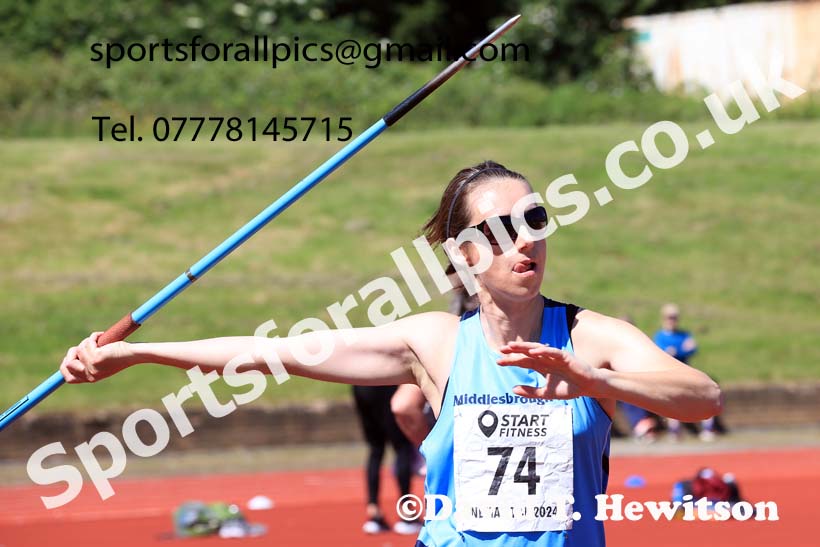 Womens javelin, 2024 NE Masters Track and Field Champs., Monkton Stadium, Jarrow.  Photo: David T. Hewitson/Sports for All Pics